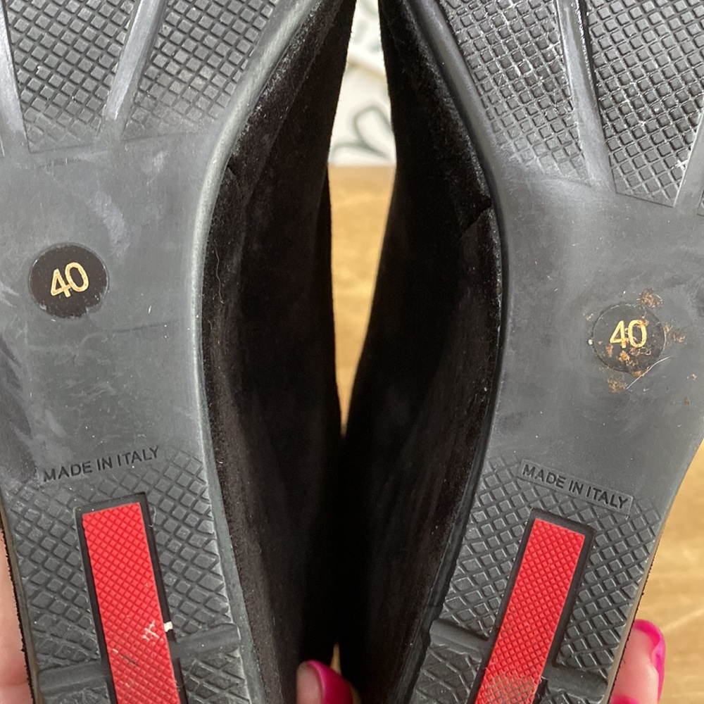 Prada Sport Black Suede Wedge Mules/Clogs - Picture 12 of 16